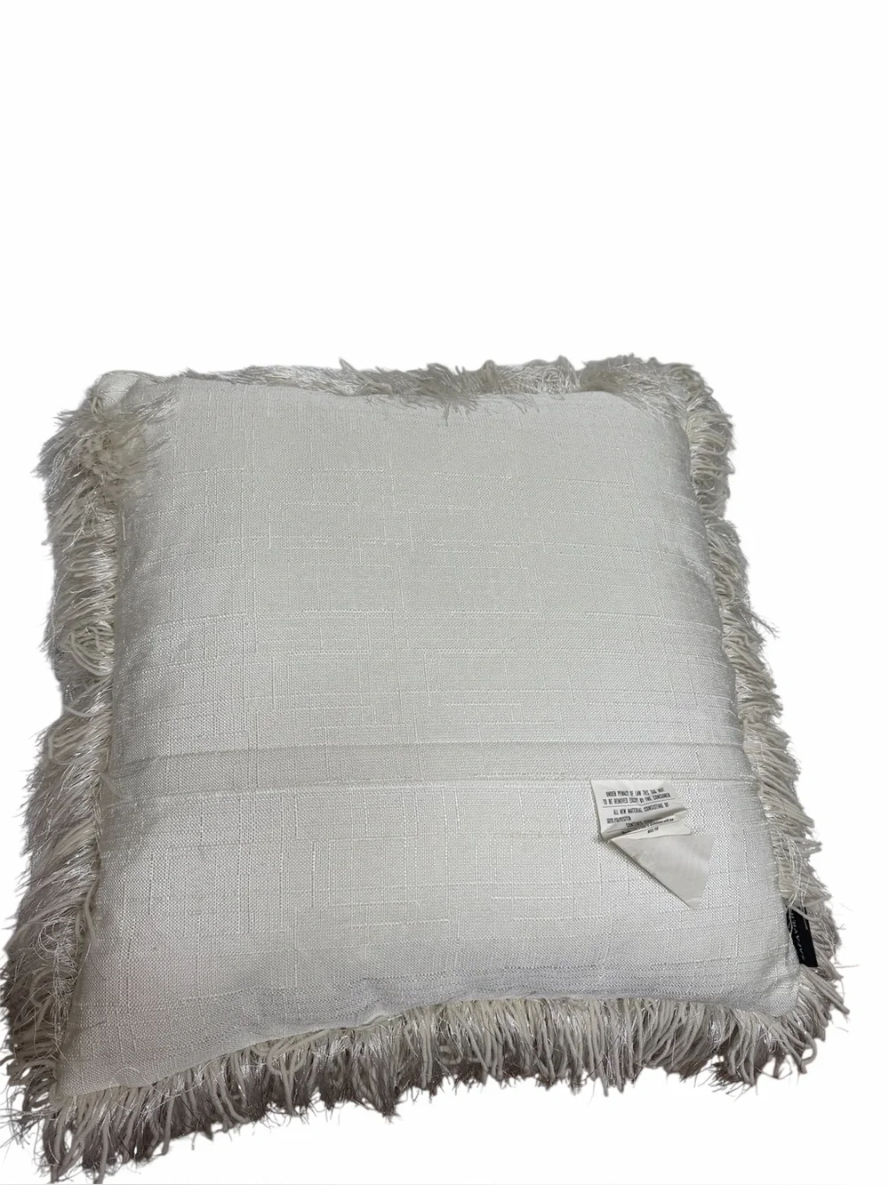 20” Modern Maximalist Shag Silver Metallic Ivory White Luxury Home Decor Pillow